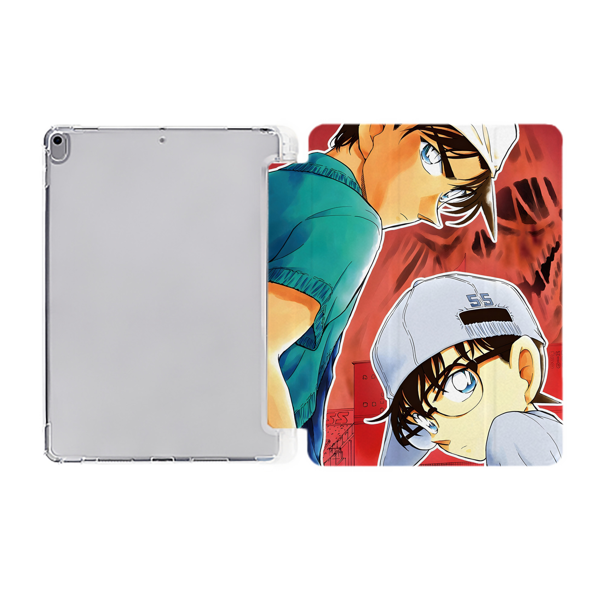 （画像用） 名探偵コナン Detective Conan IPad ケース ペン収納付き 三つ折りスタンド PUレザー×シリコン 対応機種9.5/10.5/10.9インチ
